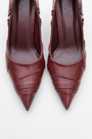Luvishoes Luvi Shoes Anly Bordo Cilt Kadın İnce Topuklu Ayakkabı Bordo