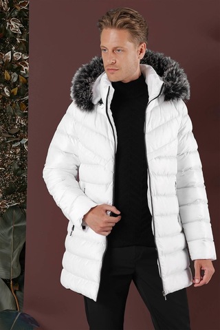 Efor Ka 076 Slim Fit Beyaz Spor Kaban Beyaz