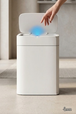 Porsima Me03 Hareket Sensörlü Sessiz Kapatma Çöp Kutusu Banyo Mutfak Çöp Kovası Kapaklı Banyo Çöp Kovası 22Lt