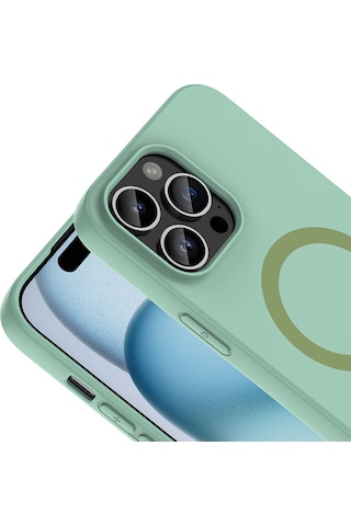 iPhone Uyumlu 14 Pro Max Kılıf M-safe Şarj Özellikli Klfs Aris Silikon Kapak - Turkuaz