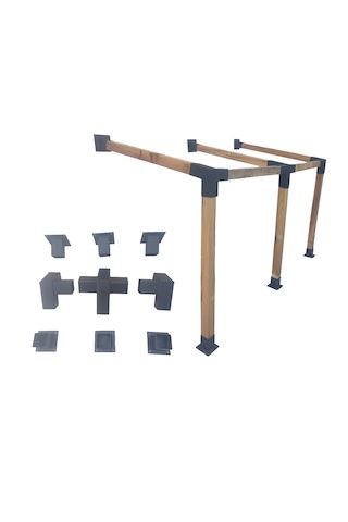 Gölgelik Duvar Montaj Seti 8x8cm Pergola Çardak Demir Bağlantı
