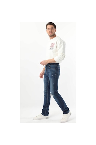 Erkek Dizi Yırtık Jean Pantolon Koyu Mavi 001