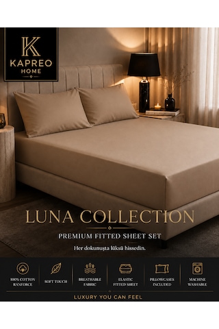 Kapreo Home Luna Collection Premium Lastikli Çarşaf Seti 120 X 200 Açık Kahverengi