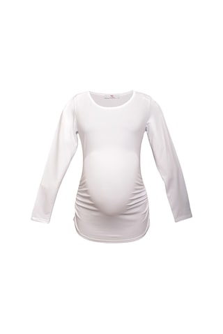 Luvmabelly 2301-2309 Pamuklu Uzun Kollu Hamile T-shirt-beyaz