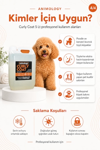Animology Curly Coat Kıvırcık Tüylü Köpekler İçin Hacim Verici Ve Kabartıcı 1:20 Konsantre Şampuan 5 Lt