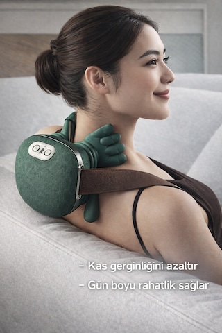 Mo Dou Isıtmalı Boyun Ve Omuz Masaj Aleti 3 Kademe Yoğurma Masajlı Elektrikli Masaj Yastığı 4000mah Yeşil