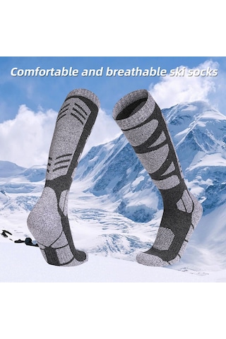 Xindoker Erkek Kayak Çorabı Xl 43-47 Numara Koyu Gri - Pamuklu, Esnek Ve Isı Sağlayan Spor Çorap Koyu Gri