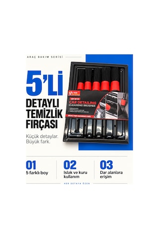 5 Li Detaylı Temizlik Fırçası Seti Araç İçi Ve Dışı Oto Bakım