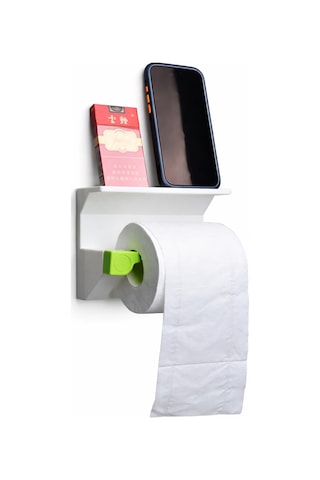 Raflı Duvara Monte Tuvalet Kağıdı Askılığı Telefon & Yedek Rulo Koyma Alanlı Modern Banyo Aparatı Çok Renkli
