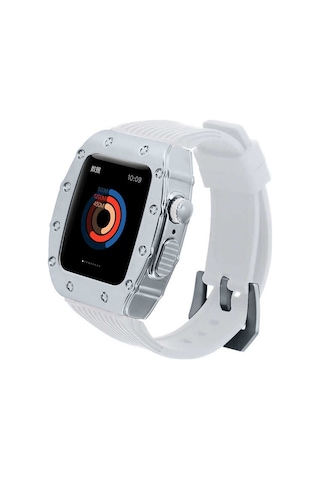 Watch 44mm Uyumlu Krd-65 Mkst Kordon-beyaz-gümüş