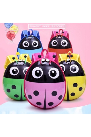 Three Beans Sevimli Karikatür Yedi Yıldızlı Uğur Böcek Çocuk Sırt Çantası Okul Çantası Yumurta Çantası Ilkokul Anaokulu Sert Kabuk Çanta Zkx35m Sarı