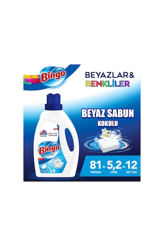 Bingo Beyaz Sabun Sıvı Çamaşır Deterjanı 3 x 1755 ML