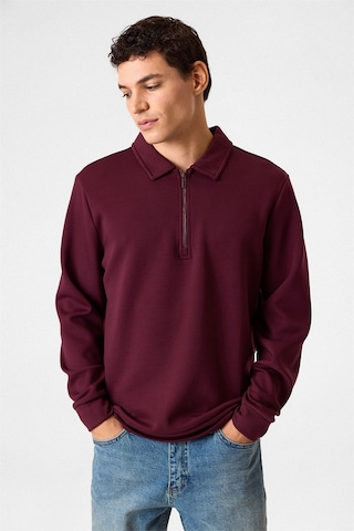 Backandbond Yarım Fermuarlı Bordo Sweatshirt