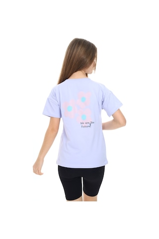 Toontoy Kids Toontoy Kız Çocuk Çiçek Ve You Look Baskılı Tişört Mavi