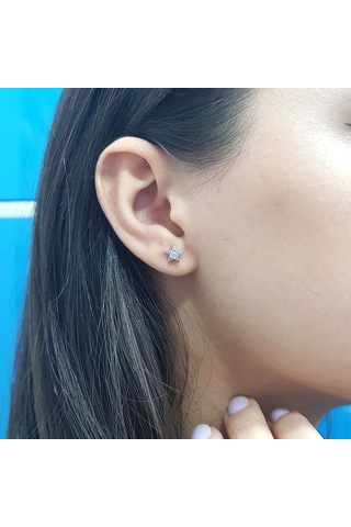 Lova 0.12 Karat Pırlanta Tektaş Yıldız Küpe - 3040087