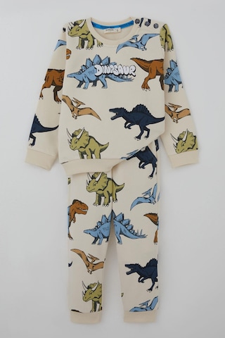 Breeze Erkek Çocuk Eşofman Takımı Kükreyen Güçlü Dinozorlar Desenli 1.5-5 Yaş, Krem Krem