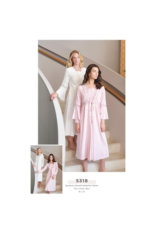 Bone Club 5318 Ecru Hamile Lohusa Gecelik Sabahlık Tk