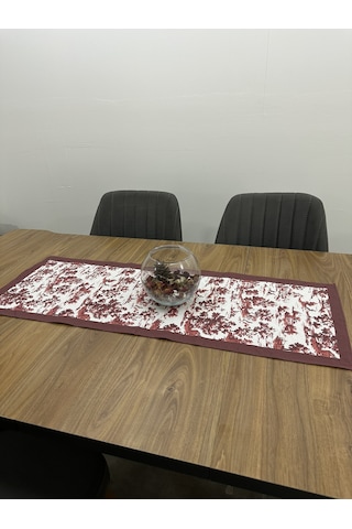 Toile De Jouy Monet Runner 40x110 Cm %100 Pamuk Dijital Baskılı Masa Örtüsü Country Tarzı Fransız Desen Masa Dekoru - Zt710 Kırmızı
