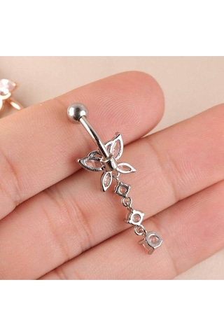 Shopiolog Cerrahi Çelik Kelebek 316 L Göbek Piercing Gümüş