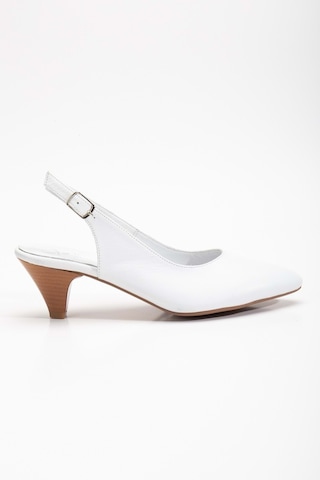 Analin Shoes Kadın Hakiki Deri Bilekten Bağlı Topuklu Ayakkabı Beyaz