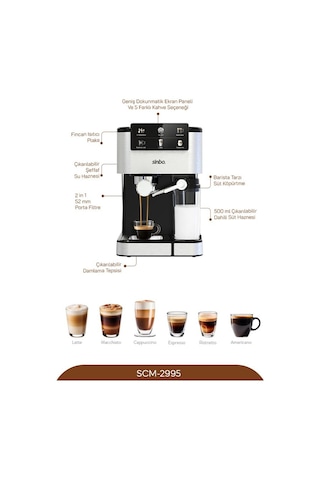 Sinbo SCM 2995 Kapsül Kahve Aparatlı Espresso Makinesi