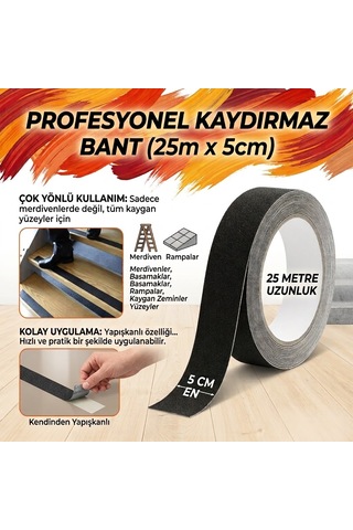 Merdiven Kaydırmaz Bant 5 Cm 25 Mt