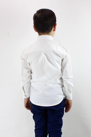 Doctor Junior Erkek Çocuk Kendinden Desenli Uzun Kol Gömlek Krem Krem