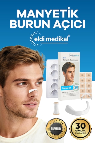 Eldi Medikal Manyetik Burun Açıcı Bandı Başlama Seti 30 Çift Beyaz