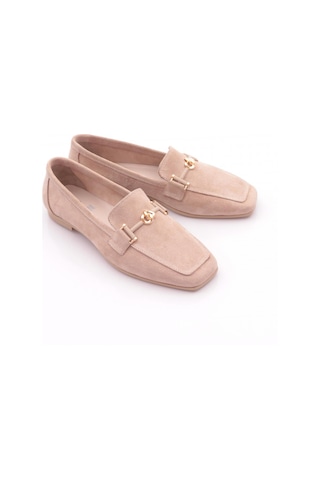 Dgn 3652 Kadin Tokali Loafer Ayakkabi Bej Süet
