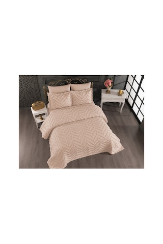 Luxury Wave Desenli %100 Pamuk Şönil Çift Kişilik Yatak Örtüsü Takımı 3 Parça - 240 X 260 Kutulu Çok Renkli