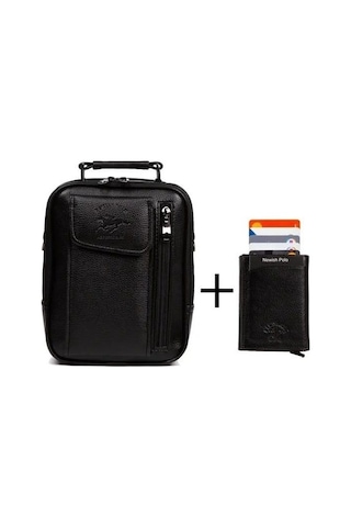 Tuldar Erkek Mekanizmalı Cüzdan Ve Deri Çelik Kasalı Kapaklı Omuz Ve El Çantası 15x19cm Tul293 Koyu Kahverengi