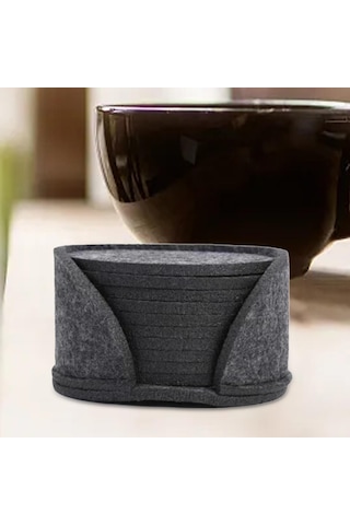 Suntek Magideal 10x Keçeli Bardak Saklama Kutusu Seti Tüm Masa Koyu-gri