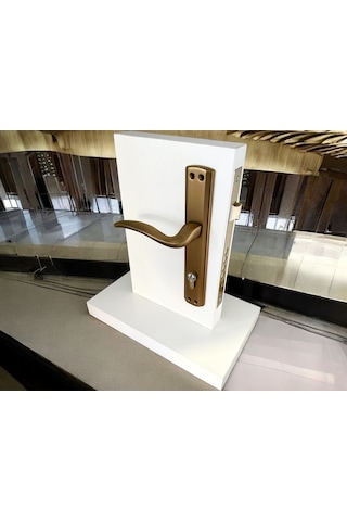 Trim Mat Antik Sarı Aynalı Yale Çelik Kapı Kolu Sol Elle Açılır Tek Taraf Kilit Hariçtir