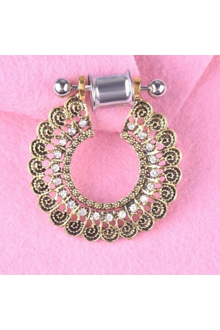 Homyl 1 Çift Paslanmaz Çelik Kulak Ölçer Tünel Kiti Altın