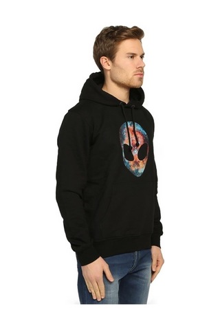 Bant Giyim - Alien Cosmos Siyah Kapşonlu Erkek Sweatshirt Hoodie