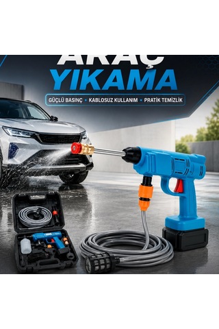 Şarjlı Yüksek Basınçlı Oto Yıkama Ve Bahçe Sulama Tabancası 15000 Mah
