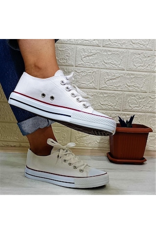 Fiyra 554 Beyaz Kısa Unisex Sneaker Keten Spor Ayakkabı 001