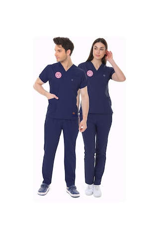 Lacivert Hemşire Forması Likralı Scrubs Takım Patrıot Blue Lacivert