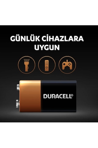 Duracell 6LR61/MN1604 Alkalin 9V Pil 3'lü