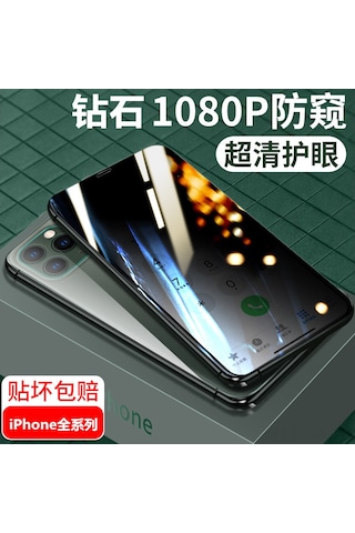 Vkemall İphone 11/12/13 Serisi 11 Pro Max, Xs Max, 12 Pro Max, 13 Mini 5.4" Tam Ekran Gizlilikli Cam Filmi - Saf Cam + Alkol Paketi