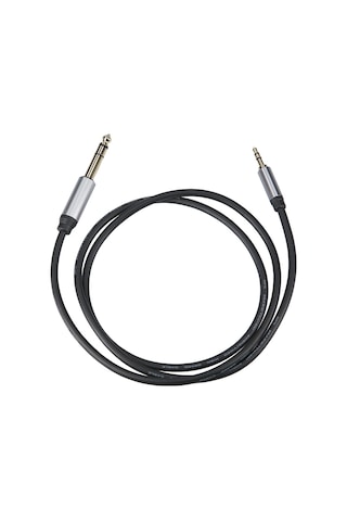 Lemestar 1 Metre Siyah Altın Kaplı 3.5mm'den 6.5mm'ye Ses Kablosu - Telefon, Dizüstü Bilgisayar Ve Hoparlör İçin Alüminyum Kasa İle Erişim Kablosu