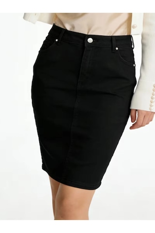 Layal My Beauty Lmb Kadın Jeans Yüksek Bel Arkası Yırtmaçlı Likralı Denim Kot Etek Yeni Sezon New1 Siyah