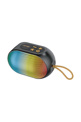 Lenyes S212 Su Geçirmez Rgb Işıklı Askılı Taşınabilir Kablosuz Bluetooth Hoparlör V5.3 Siyah