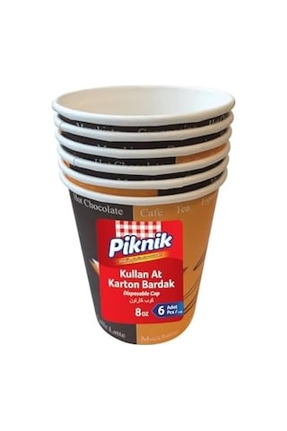 Piknik Kullan At Karton Bardak 8 Oz 6&apos Lı 1484 07 Beyaz