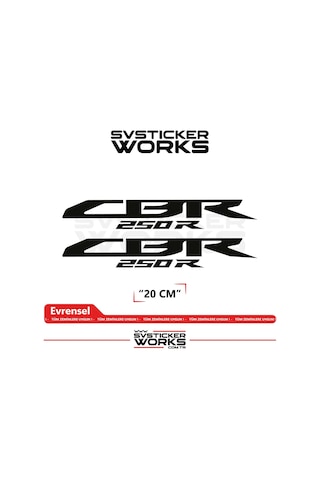 Honda Cbr 250r Sticker Uyumlu Yazı Yüksek Kalite Özel Kesim Folyo 2'li Set Siyah