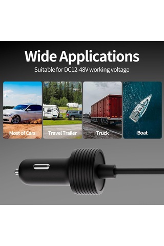 Samdoo Starlink Mini İçin Araç Sigara Çakmak Adaptörü, 12v-48v Dc 3m Kablosu, 100w Güç, 16awg Dayanıklı, Entegre O-ring, Plug & Play