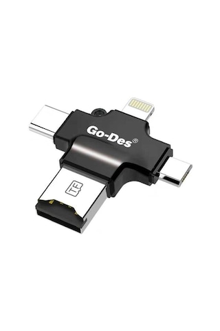 Go Des GD-DK101 4 in 1 Micro SD Hafıza Kartı Okuyucu USB / Type-C / Lightning / Micro - ZORE-253399