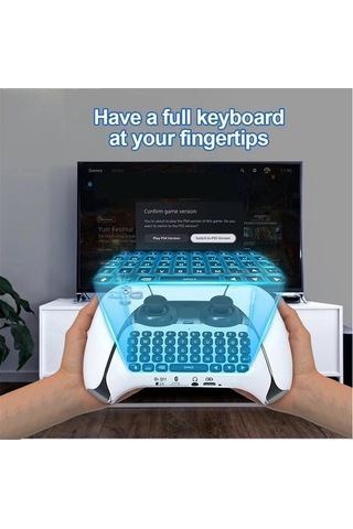 Flybuy Ps5 İçin Kablosuz Klavye, Bluetooth Harici Klavye, Sesli Sohbet, Beyaz塑料