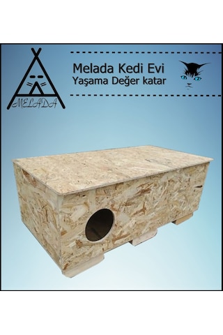 Melada Kedi Evi Dış Ortam Uygun Ahşap Kedi Evi Osb 100x50x40 Cm