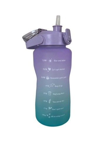 Motivasyon Matara 2000 Ml Suluk, Su Şişesi - Bpa Içermez Motivasyonel Matara Açık Kırmızı - Buz Mavisi